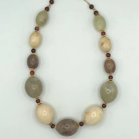 Vintage Plastic Large Beads long Strand Necklace signed Hong Kong - Picture 2 of 9